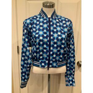 FP Movement Blue Combo Zip-Up Cropped Jacket Striped Elastic Trim Size XS, NWT!